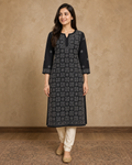 Black Cotton Chikankari Kurti | Rama Chikan
