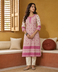 Cream Cotton Chikankari Kurti | Rama Chikan