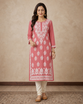 Dusty Pink Chiffon Chikankari Kurti