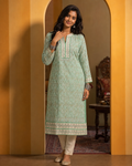 Light Mint Green Chiffon Chikankari Kurti | Rama Chikan