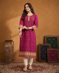 Magenta Cotton Chikankari Kurti | Rama Chikan
