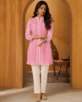 Pink Chiffon Hand-Embroidered Chikankari Kurti