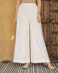 White Cotton Chikankari Women's Bottoms | Rama Chikan